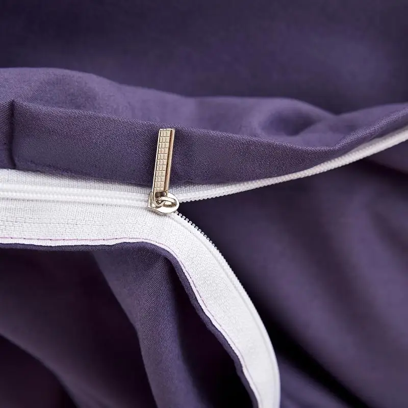 Bonenjoy Серый Фиолетовый Комплект постельного белья King size хлопок смесь простыня набор один пододеяльник двойной размер сплошной равномерный цвет постельное белье