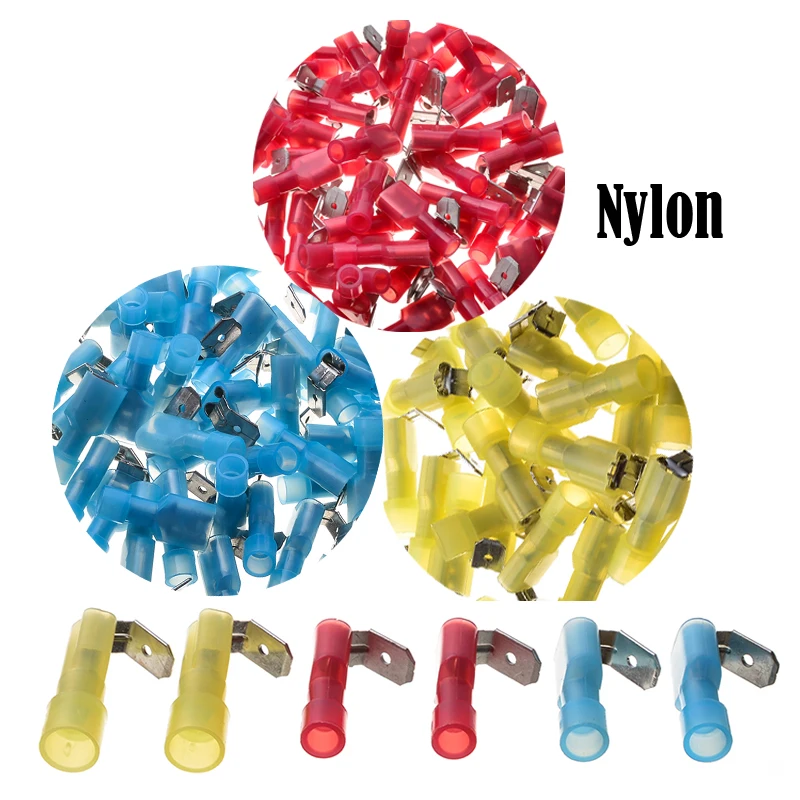 

125pcs 3 Sizes Cable Nylon Piggy Back Connectors Crimp Electrical Wire Insulate Terminals Kit Tool Set Red Blue Yellow