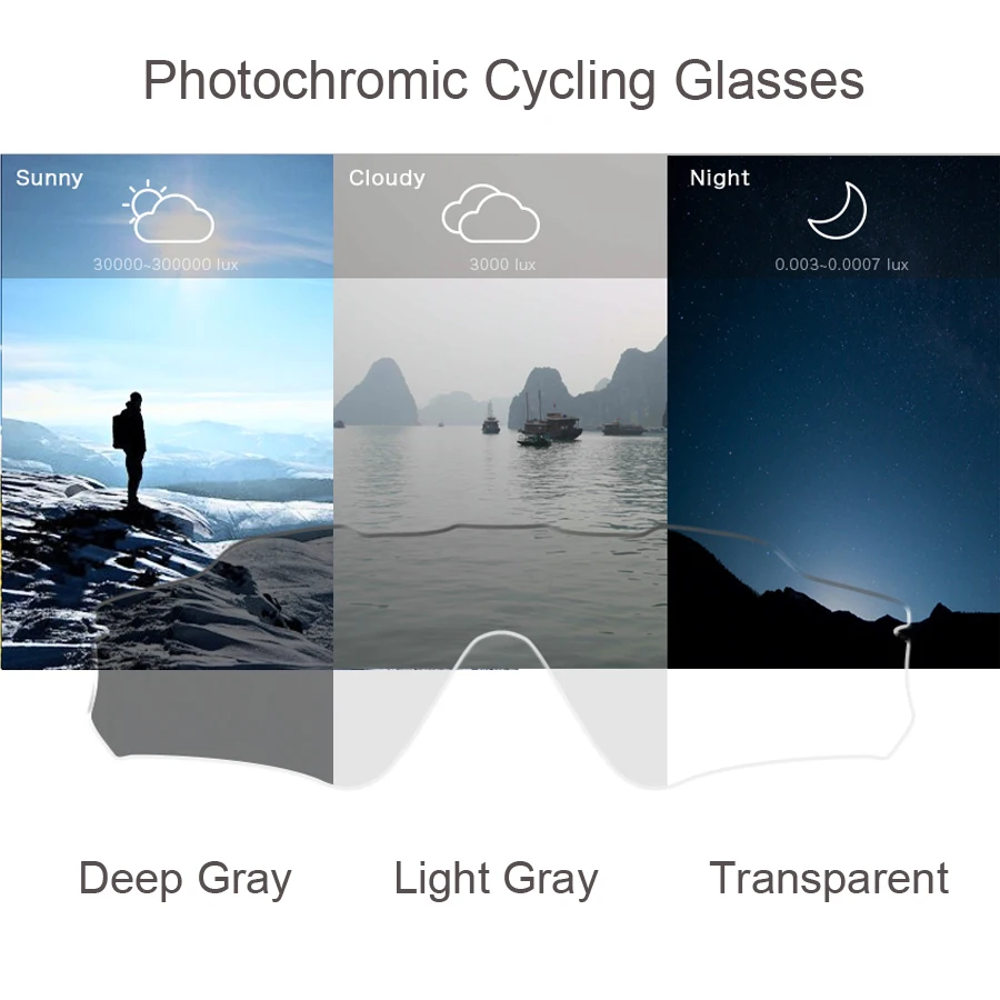 Photochromic Cycling Glasses Men Women Outdoor Sports MTB Bicycle Bike Run Sunglasses Goggles Discoloration Road Bike Eyewear