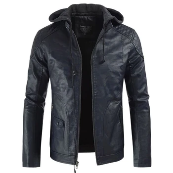 

New fashion men coats leather Windproof motorcycle warm Jackets loose Outerwear sweater pockets drop ship clothes