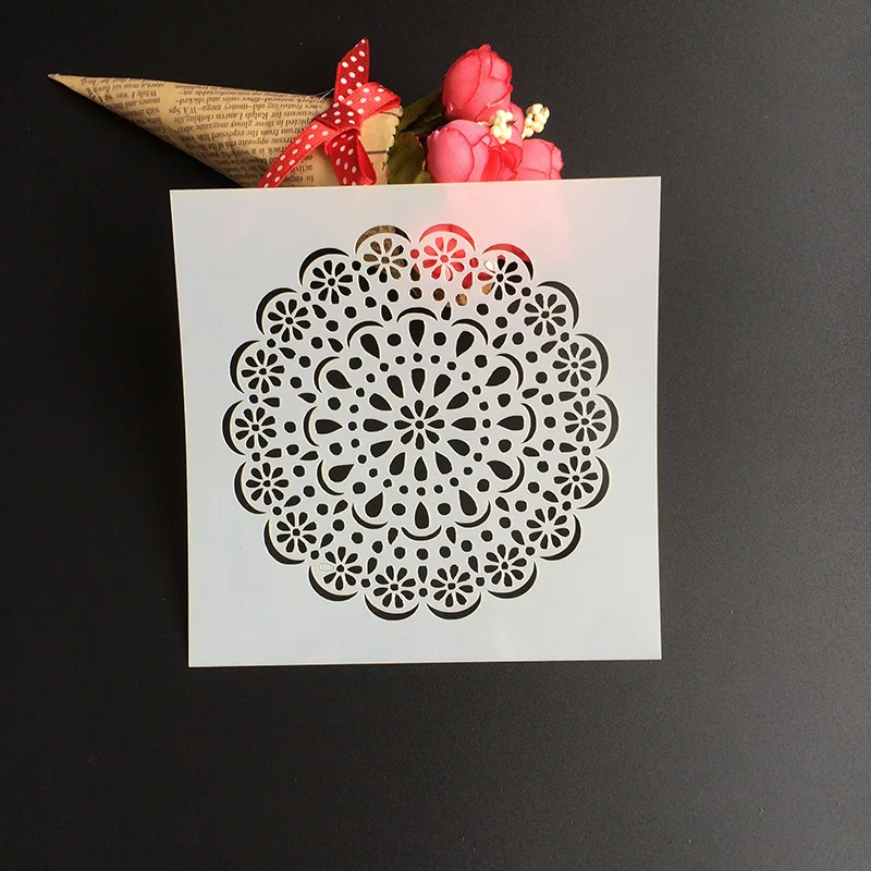 

1Pcs 13*13cm Scapbook Stencil Cake Decorating Tool scrapbooking DIY Decorating Stencil Fondant Pattern Printing Spray Template