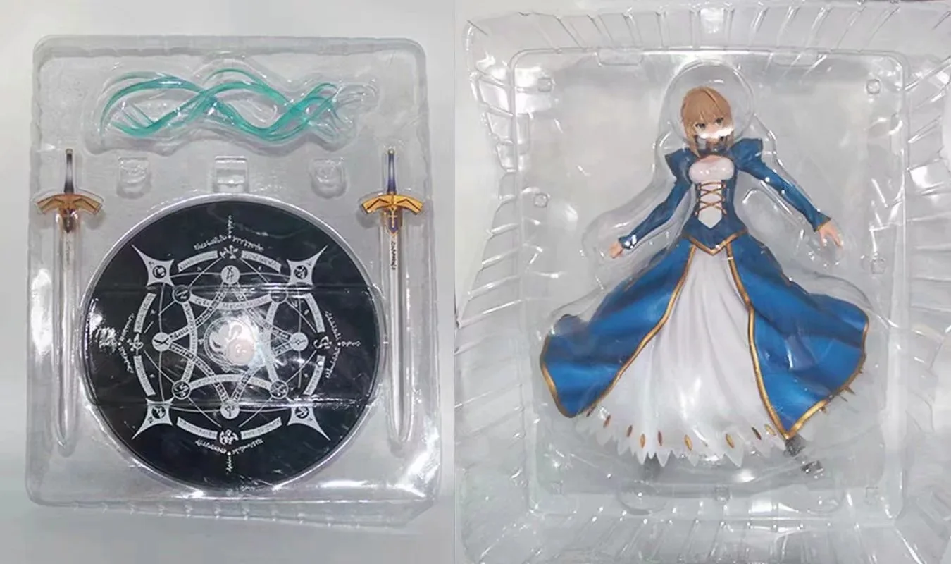 1 шт. японского аниме FGO Fate Stay Night Big Saber Altria Pendragon 41 см голубое платье Ver. 1/4 ПВХ фигурка модель игрушки подарок