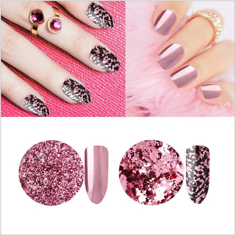 

1pcs New Arrival Nail Art Glitter Powder DIY Manicure Nails Accessoires Rose Gold Color Women Nails DIY Shiny Nail Decoration