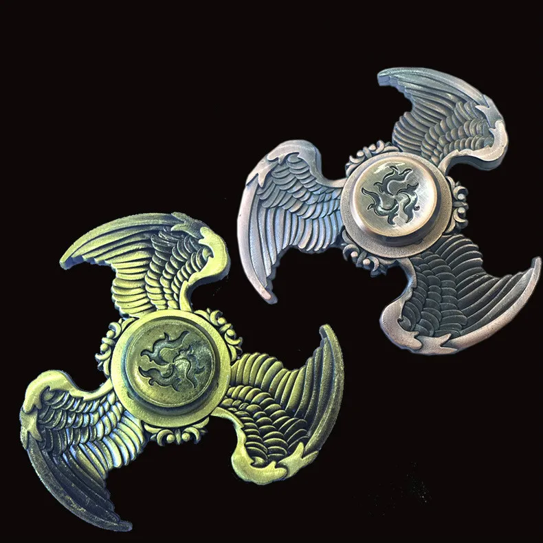 Bronze Asas Fidget Spinner Metal Mão Dedo Brinquedo Alívio Do Estresse e Tri Spinner Spinner Spinner Foco Reduzir O Estresse Ferramenta