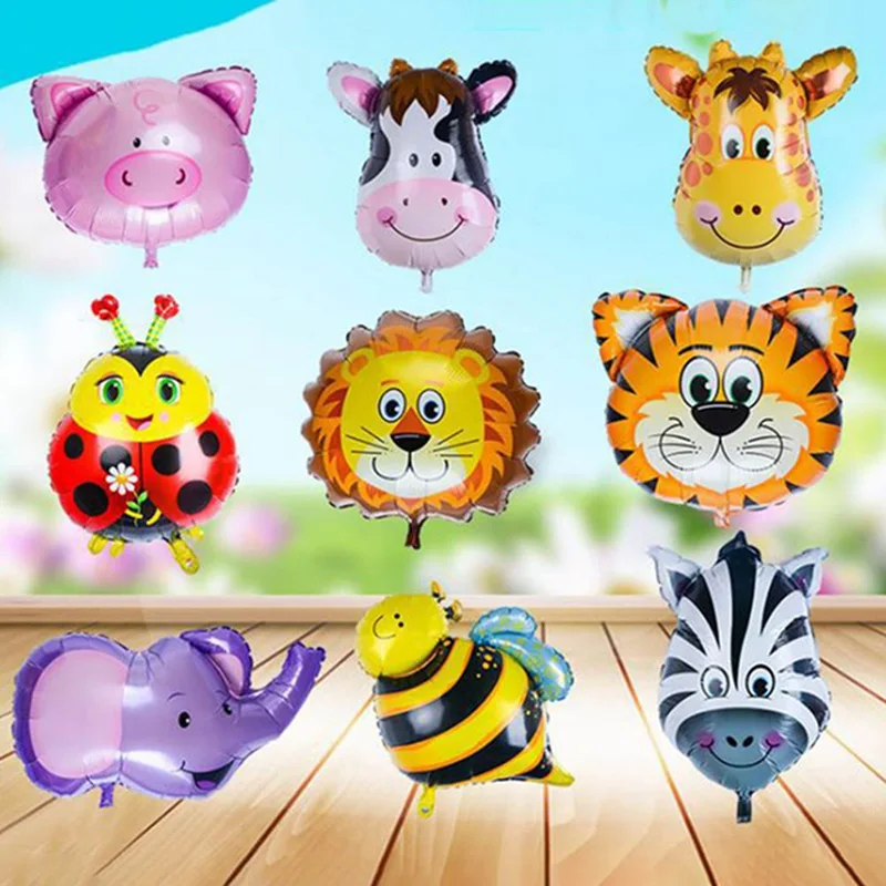 

1Pcs Jungle Animal Tiger Lion Monkey Zebra Giraffe Cow Air Helium Balloon Kids Safari Birthday Party Decor Zoo Theme Supplies