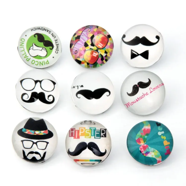 

Wholesale Cartoon beard Snap Jewelry 18mm Snap Buttons DIY Glass Buttons For Women TZ4103