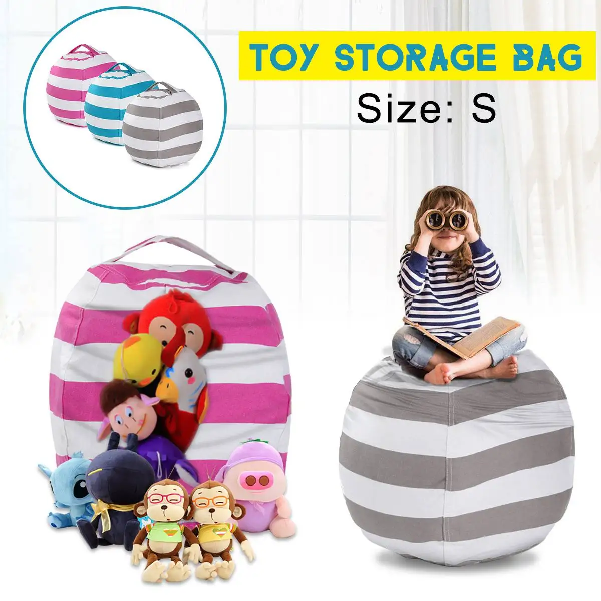 S/L المحمولة لعبة حقيبة التخزين سعة كبيرة الأطفال Plushs المنزلية الملابس المنظم حقيبة للمنزل السفر منظمة S/L المحمولة لعبة حقيبة التخزين سعة كبيرة الأطفال Plushs المنزلية الملابس المنظم حقيبة للمنزل السفر منظمة