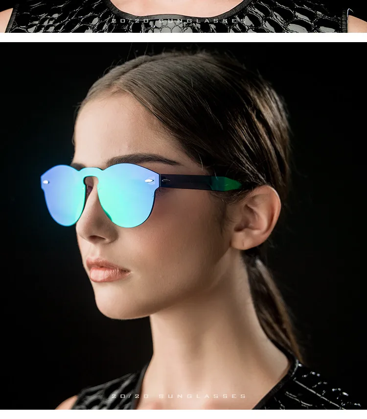 Роскошные Солнцезащитные Очки Без Оправы Женщины Бренд Дизайнер Солнцезащитные очки Зеркало Леди Очки Интегрированные Линзы cuculos de sol feminino