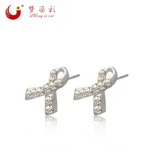 Mziking brincos de fita de cristal, brincos de liga branca sem cristal, brincos para menina, presente de festa, joias baratas