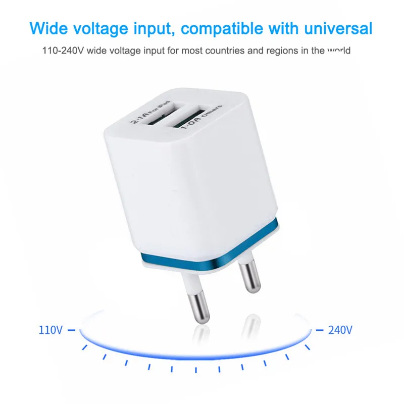 

2.1A Dual USB Phnom Penh Plating Mobile Phone Charger Smart Compact lightweight USB Chargeable Universal Charger