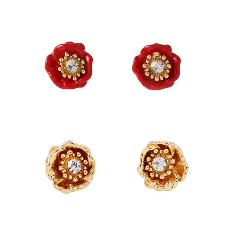 

CSxjd 2019 New Luxury Enamel Glaze Spring and summer golden wilderness Small flower Earring ear clip