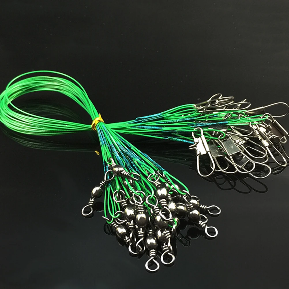 20Pcs Green Steel Wire Shark Spinning expert Steel Wire Leader Swivel
