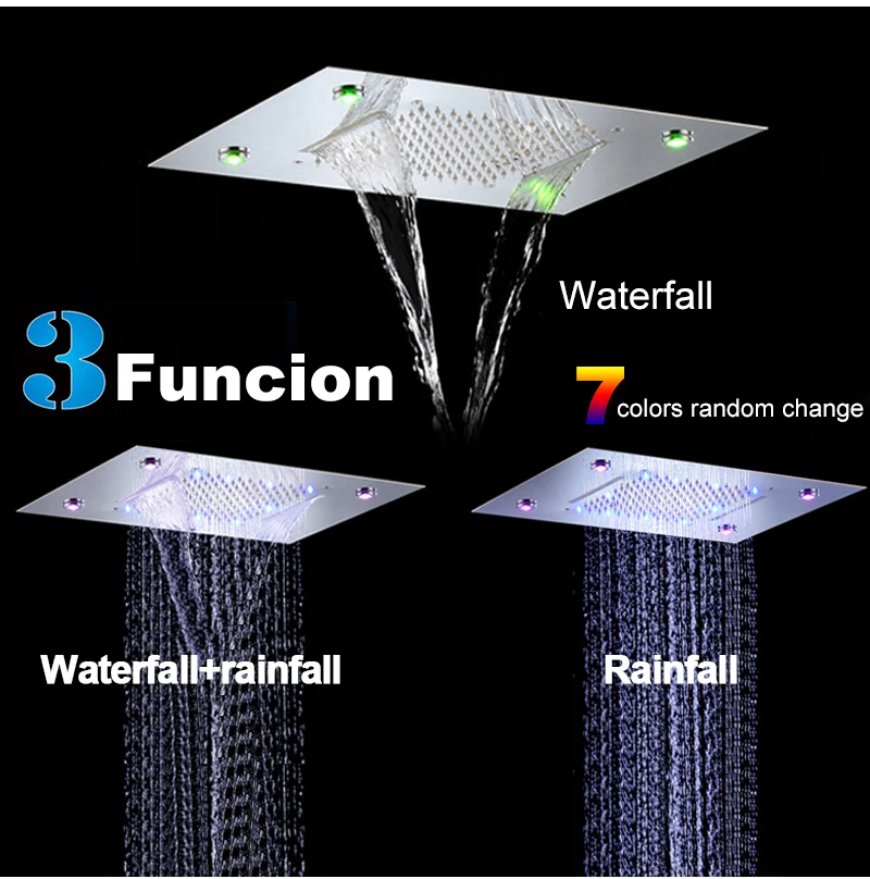 Современный душ для ванной комнаты 360*500 мм полированный светодиодный светильник для душа красочные насадки для душа водопад 304SUS
