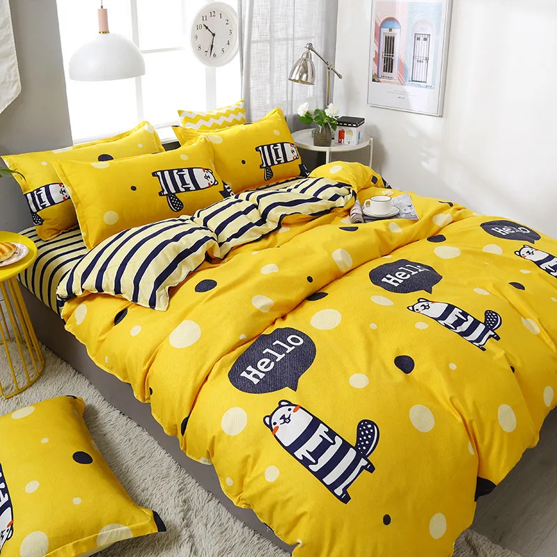 

3/4pcs Cartoon Style Comfortable High Quality Printing Family Bedding Set Duvet Cover Flat Sheet Pillowcases Dropshipping