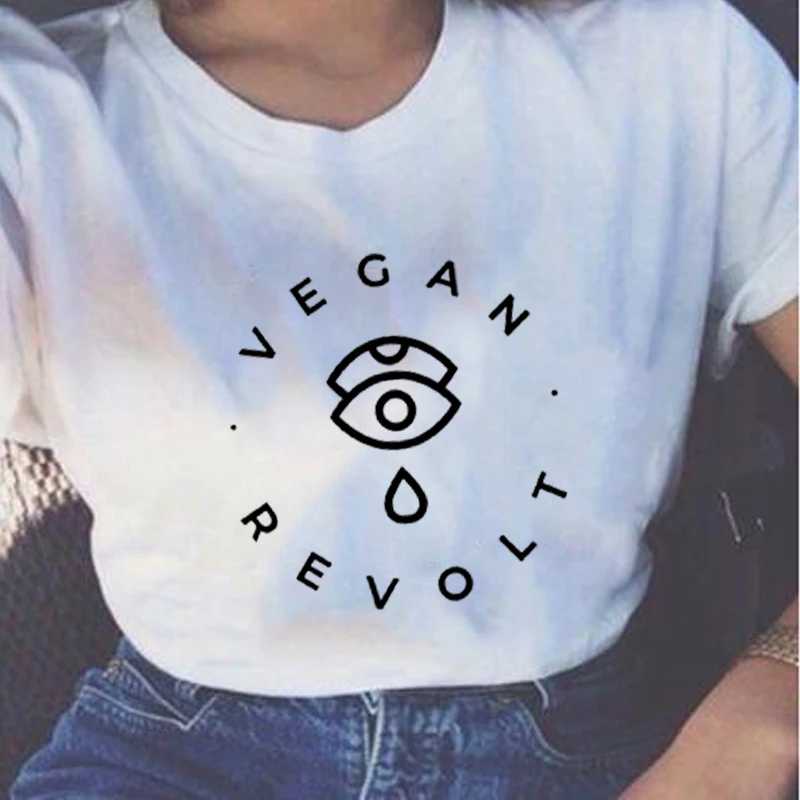 

Zjlvmf Vegan Revolt Tshirt Women Harajuku Cotton Fashion Hipster Women Clothes 2019 Loose O-neck Casual Funny T Shirt Women Tops