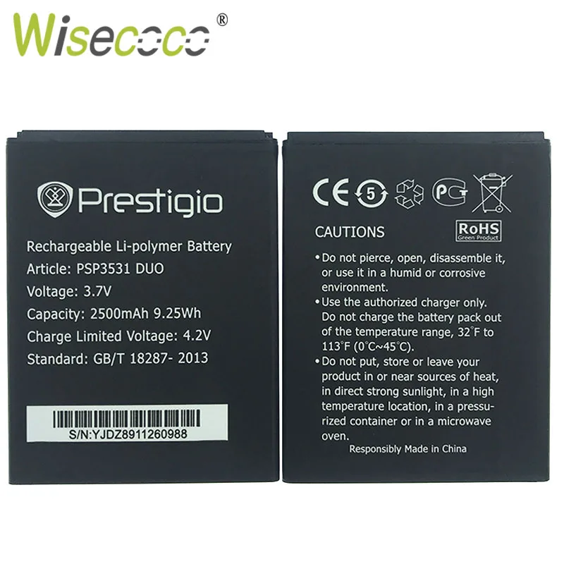 Wisecoco аккумулятор psp 3531 DUO для Prestigio psp 3531 DUO psp 7530 psp 3532 DUO Muze D3 E3 A7 сменный аккумулятор+ код отслеживания