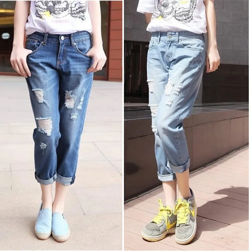 Aliexpress.com Buy 2015 summer explosions beggar ripped jeans fashion Korean version 9 7 pants slim hand scratched grain trends from Reliable jean fashion