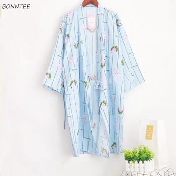

Robes Women Japanese Kimono Trendy Print Thin Breathable Womens Home Chic Loose Bathrobe Kawaii Sweet Ladies Nightgown Soft Robe