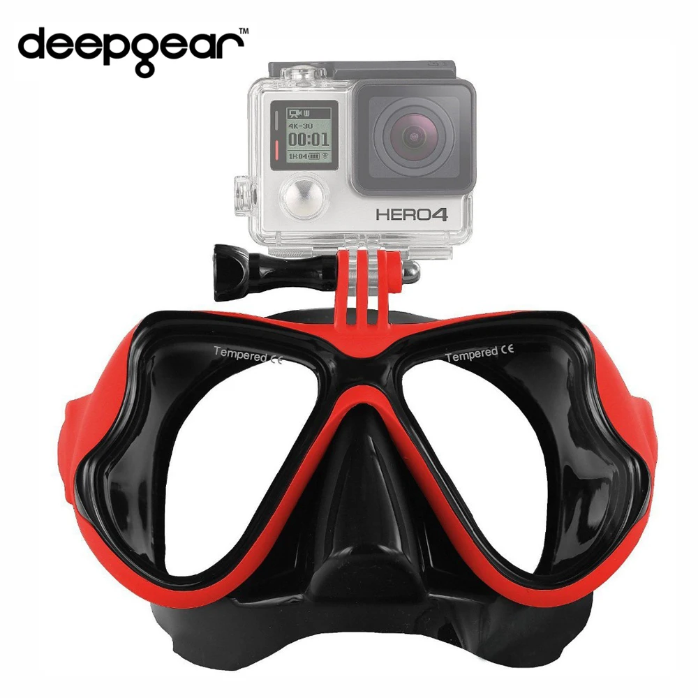 

Deepgear Black silicon Nearsighted diving mask Tempered glass scuba mask Unremovable camera mount mask xiaomi Adult scuba masks