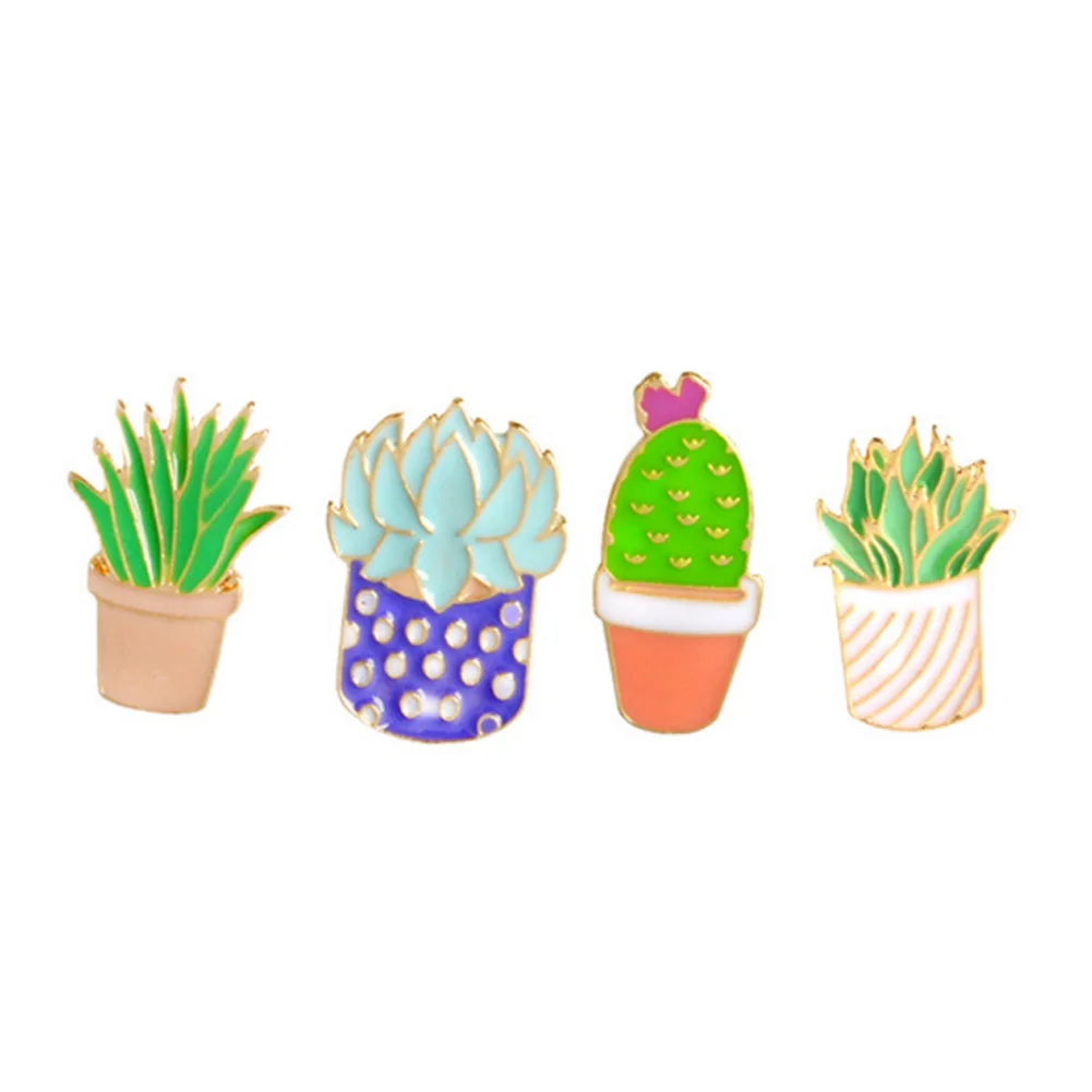 

New Enamel Cute Cactus Pots Planet Metal Brooch Pins Button Pins Girl Jeans Bag Decoration Gift Wholesale