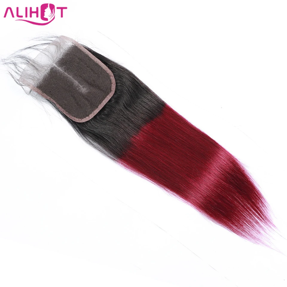Ali Hot Burgundy Bundles With Closure Two Tone 1B/99J Red 3 Bundles With Closure Brazilian Straight Hair Bundles With Closure Ali Hot Burgundy Bundles With Closure Two Tone 1B/99J Red 3 Bundles With Closure Brazilian Straight Hair Bundles With Closure