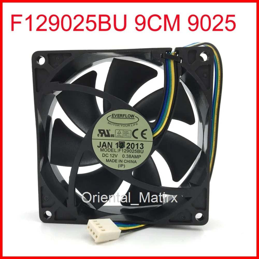 Бесплатная доставка F129025BU 9 см 9025 90x90x25 мм PWM CPU вентилятор 12 В 0.38A 4 провода 4Pin