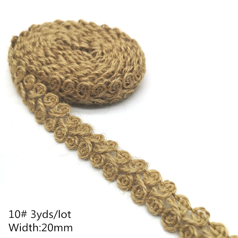 

3 yds Natural Jute Burlap Hessian Jute Ribbon Twine Flower Pattern Wedding Party Supplies Burlap Ribbon DIY Burlap Rope Craft#10