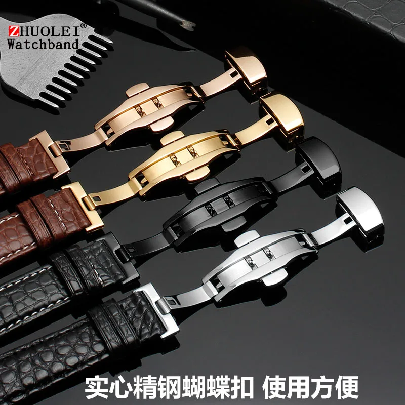 Высокое качество двусторонняя из крокодиловый кожи группа для бренда Ремешки для наручных часов 18 мм 19 20 21 22 для мужчин браслет