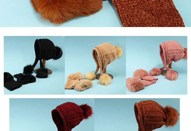 Для женщин Hat & наборы с перчатками Новинка 2018 года зимние Утепленные ponpon ветрозащитный помпонами вязаные шапочки шляпа для теплые перчатки