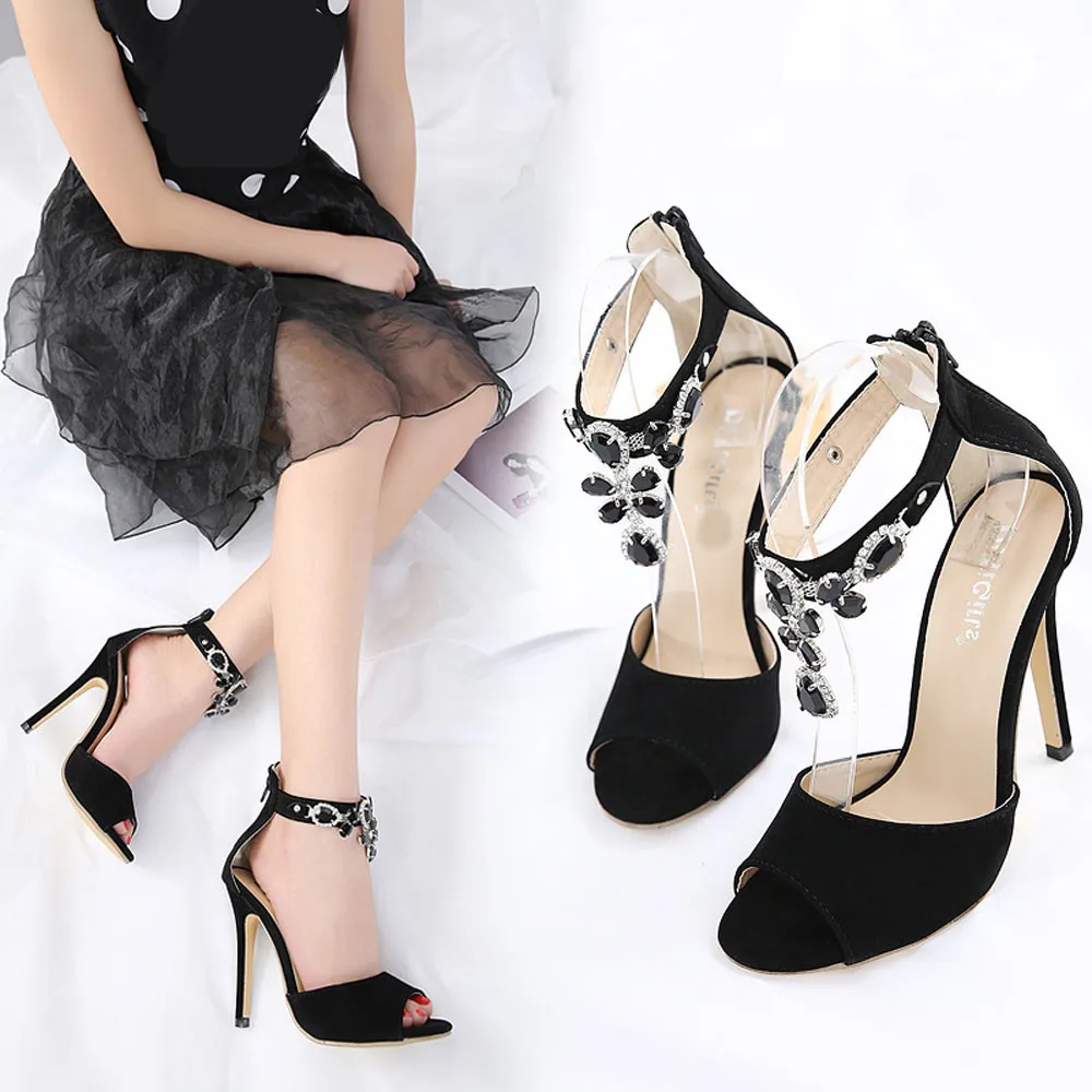 

Women Fashion Stick A Drill Sandals High Heels zapatos mujer Summer Luxury Dress Shoes Sandals sandales femme 2018 Zapatos