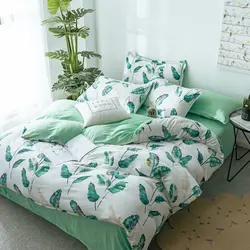 4 шт./компл. пасторальный Комплект постельного белья из микрофибры комфортное одеяло набор студентов зеленые растения постельное белье для