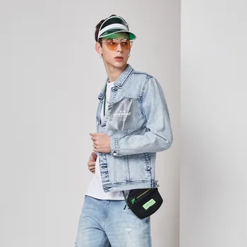 

Mark Fairwhale 2019 New Summer Men Business Casual Washed Jeans Patchwork Pocket Long sleeve Jacket Coat Tops Men 718211019031