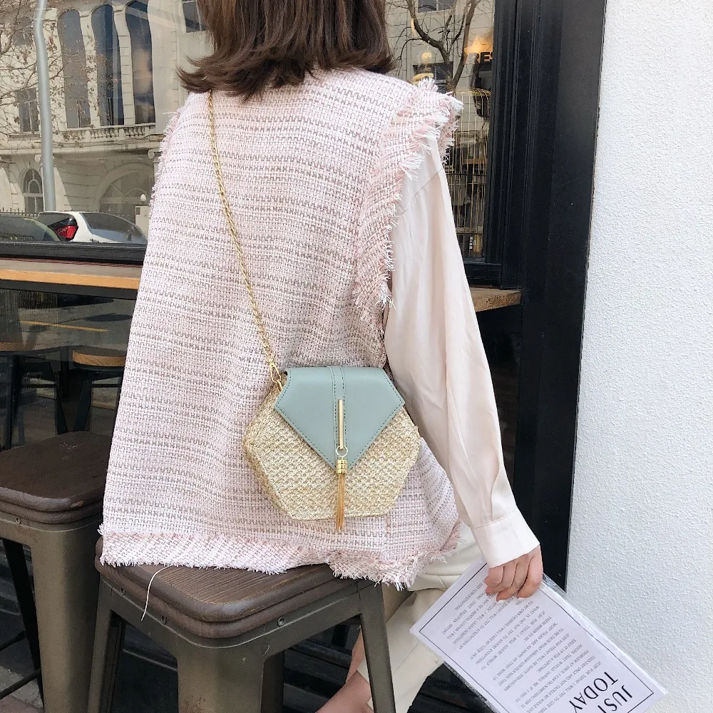 مسدس القش حقيبة للنساء 2019 الصيف المنسوجة الشاطئ Crossbody حقائب السيدات صغيرة المحافظ و حقائب الإناث السفر حقيبة ساعي