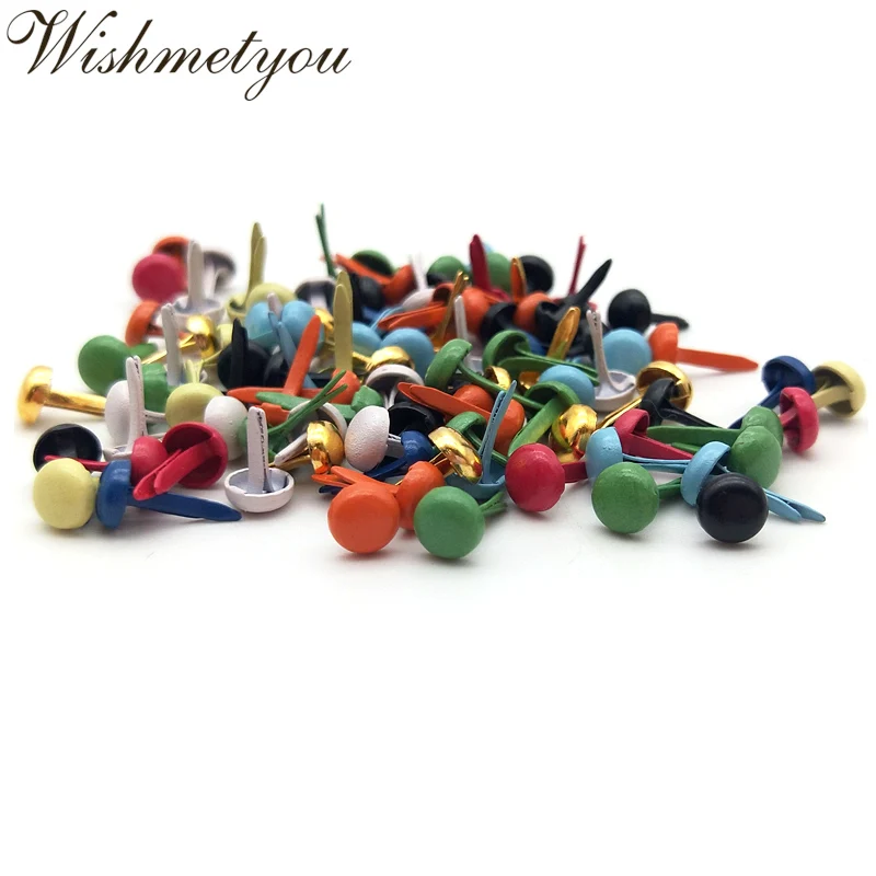 

WISHMETYOU 100pcs 5*10mm Fastener Brads For Kids Embellishment Scrapbook Brads Diy Crafts Home Decoration Colorful Accessories