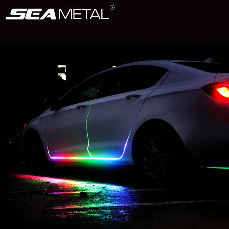 

12V Car LED Lights Decorative Door Light Universal Flexible Strip Waterproof Light Automobiles Door Warning Lamp Accessories