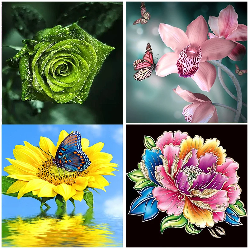 

Resin Bead 5D Diamond Painting Arts Butterfly Rose Flower Home Decorations Craft Kits Full Square Drill Embroidered Cross Stitch