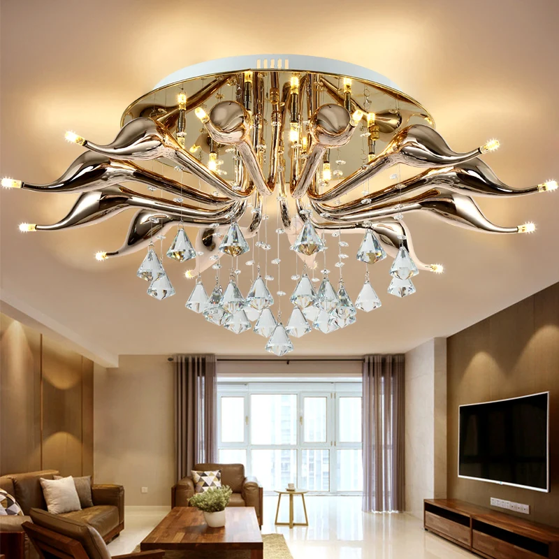 

Simple modern living room LED Ceiling Lights modern designer light creative bedroom Crystal swan ceiling lamp LU71238 -YM