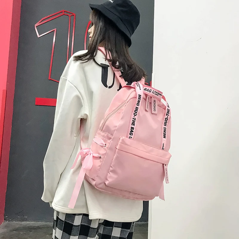 Moda 2018 mochila mujer Preppy Mochilas escolares para adolescentes mochila mujer Nylon bolsas de viaje niñas Bowknot mochila Mochilas