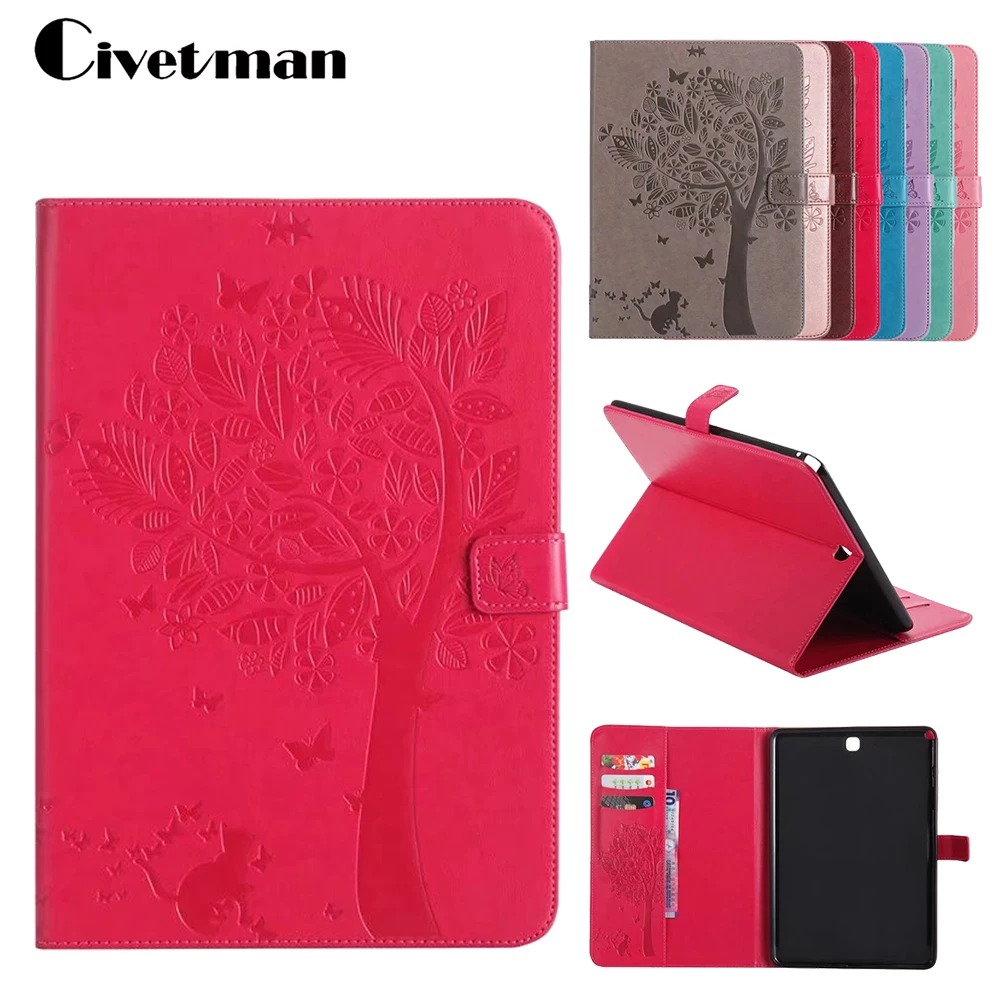 

For Samsung Galaxy Tab A 9.7 T550 Case Emboss Lucky tree PU Leather Wallet Flip Folio Cover Case For Samsung Tab A9.7 T555 T550