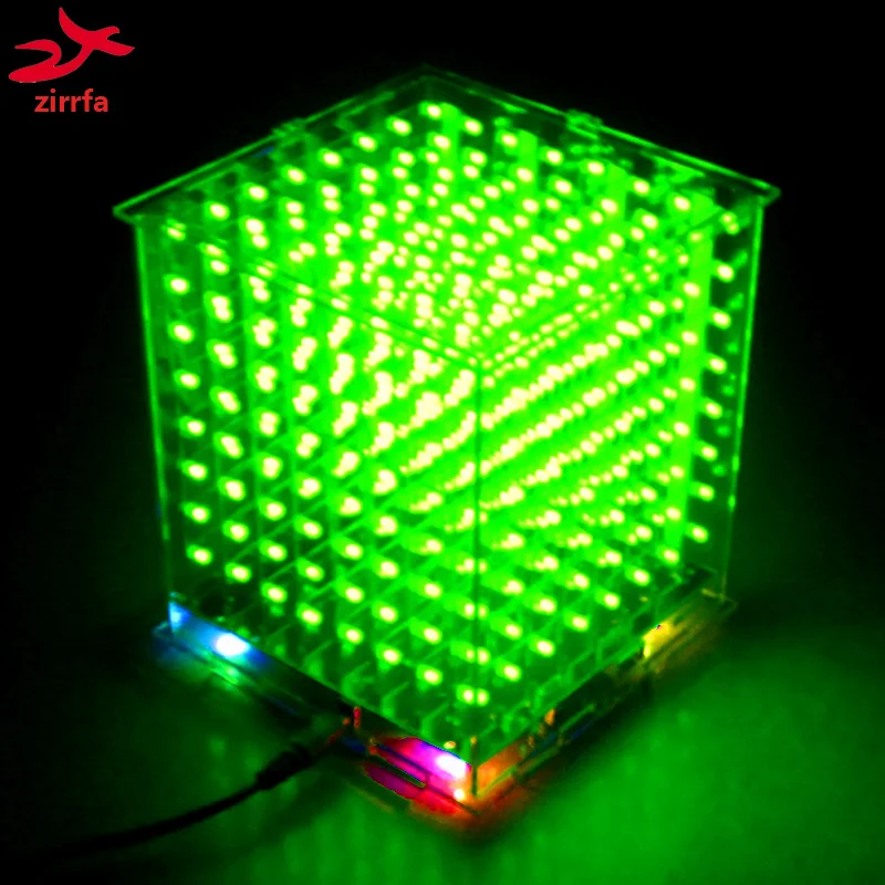 

In stock! DIY 3D8s LED mini cubeeds excellent animation / 8x8x8 Kits/Junior,3D green LED Display,Christmas Gift