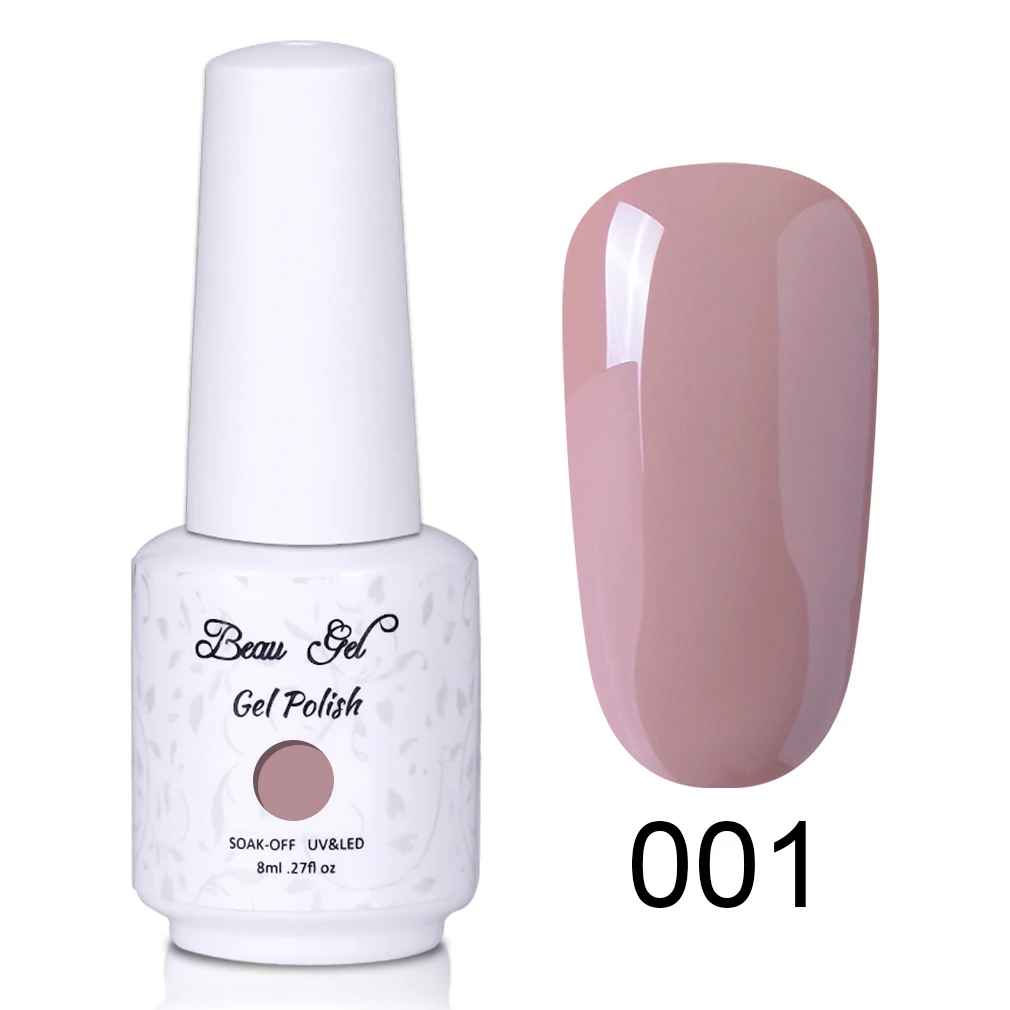 Beau Gel 8ml Nude Color UV Gel Nail Polish Soak Off Vernis Semi Permanent Hybrid Varnish Gellak Enamel Lacquer Jelly Gel Polish - Цвет: NU001