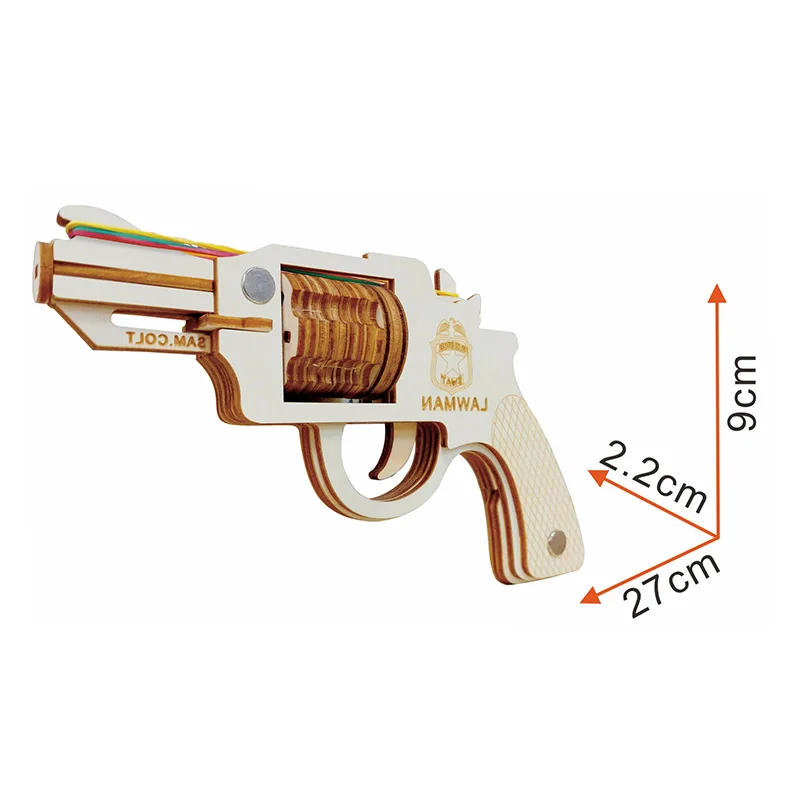 3D Деревянный пазл пистолет с резиновой лентой DIY Модель Строительный набор Colt револьвер Резиновая лента Pist стрельба игрушка для взрослых мальчиков с 31 шт