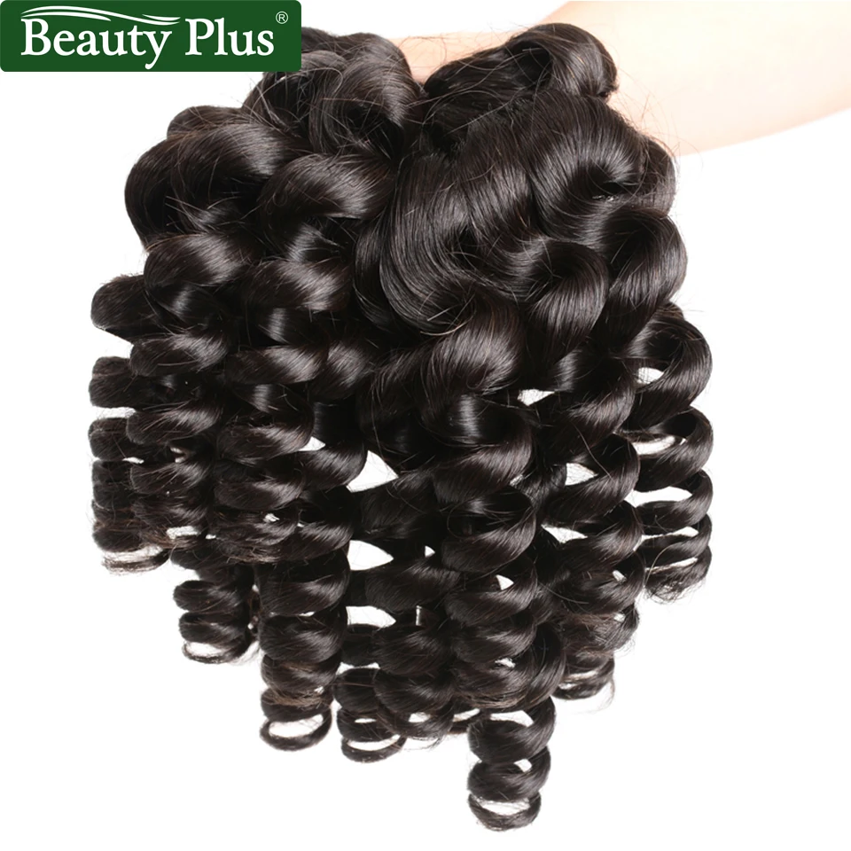 Funmi кудрявые пучки с закрытием тугие Спиральные Локоны Remy волосы для наращивания