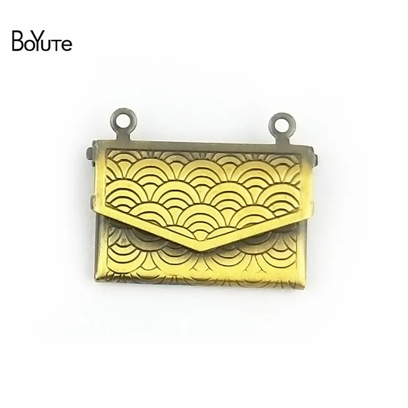 

BoYuTe 10 Pieces 15*20MM Envelope Shaped Memory Photo Locket Wave Carved Floating Locket Pendant Charms
