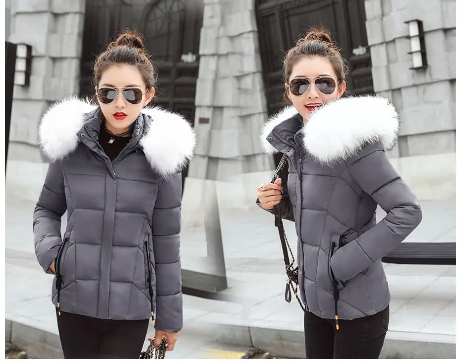 Зимние куртки женские модные куртки женские зимние пальто женский пуховик женские парки воротник из искусственного меха енота