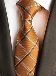8 см Для мужчин формальные галстук роскошные золотые галстук с пледы