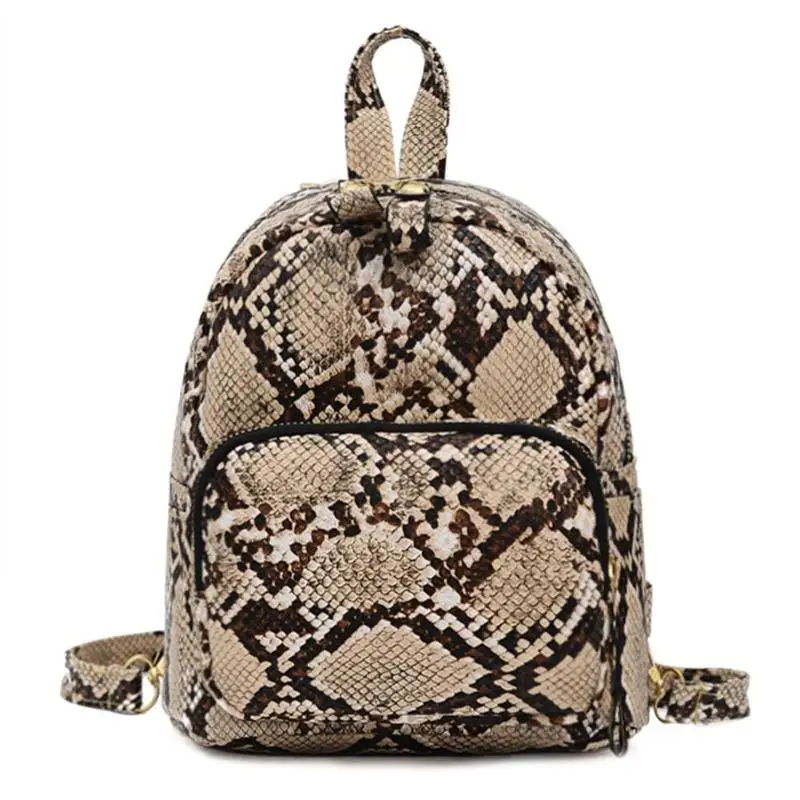 

Fashion Snake Print Travel Backpacks Daypack Women PU Leather Backpack Girl Snake Pattern Women Leather Shoulder Top-handle Bags