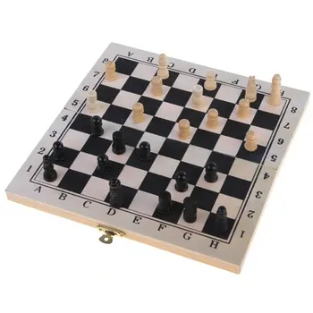 

SEWS Foldable Wooden Chessboard Travel Chess Set with Lock and Hinges