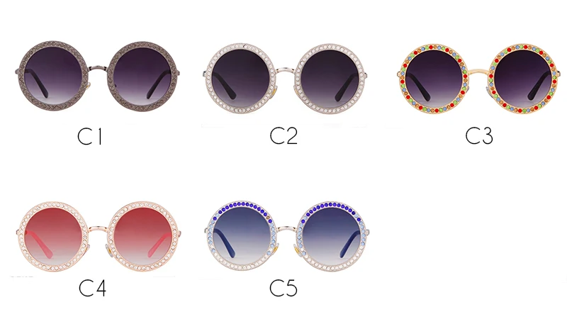 WHO CUTIE, Ретро стиль, стразы, круглые солнцезащитные очки для женщин, Ретро стиль, люкс класс, кристалл, бриллиант, Цветной Круг, 80 S, солнцезащитные очки, оттенки 621