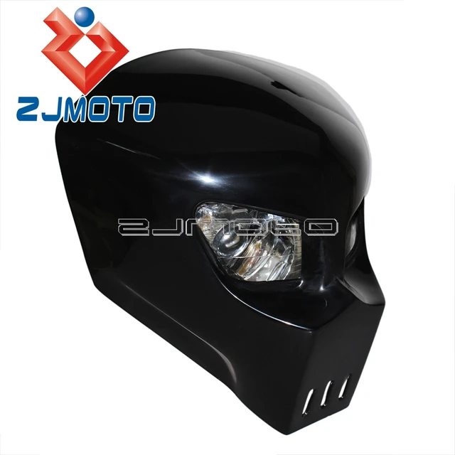 Predator Mask Style Custom Motorcycle Streetfighter Headlight Universal Light Fairing GSXR BANDIT 400 SV SV1000S SV650S Black
